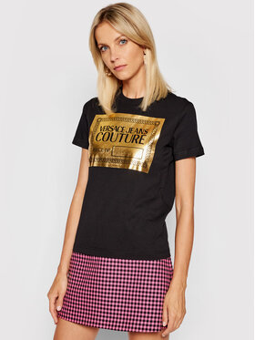 Versace Jeans Couture Versace Jeans Couture T-Shirt Piece Nr Full Foil 71HAHT14 Czarny Regular Fit
