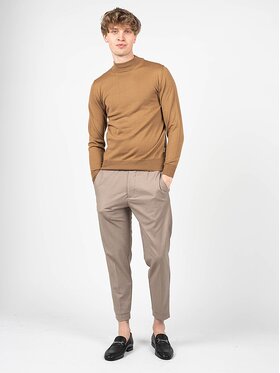 Takeshy Kurosawa Takeshy Kurosawa Sweter 83476 | Maglia Lupetto Calato Lana Brązowy Regular Fit