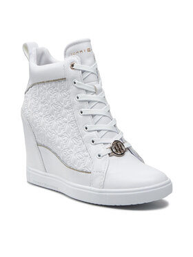 Tommy Hilfiger Tommy Hilfiger Sneakersy Metallic Pop Sneaker Wedge FW0FW06118 Biały