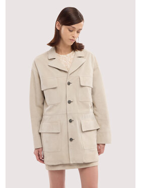 Trussardi Trussardi Kurtka skórzana R368A000737N002 Kremowy Regular Fit