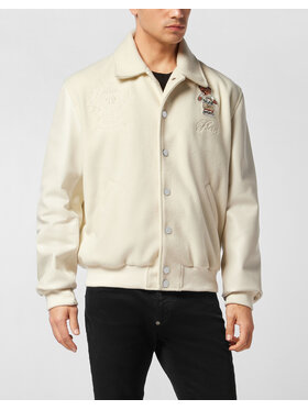 PHILIPP PLEIN PHILIPP PLEIN Kurtka skórzana 26995 Biały Regular Fit