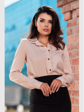Awama Awama Koszula A526 Beżowy Basic Fit