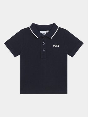 BOSS Boss Тениска с яка и копчета J05P13 M Тъмносин Regular Fit