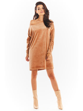 Awama Awama Vestito di maglia A370 Beige Basic Fit