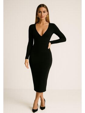 Nudyess Nudyess Vestito di maglia Victoria z prążka Nero Fitted Fit
