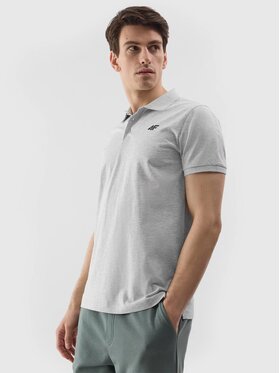 4F 4F Polo 4FWSS24 TPTSM129 27M CHŁODNY JASNY SZARY MELANŻ XL Szary Regular Fit