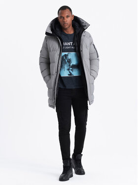 Ombre Ombre Parka OM-JALJ-0201 Szary Regular Fit