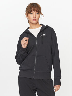 New Balance New Balance Džemperis ar kapuci NB Essentials Stacked Logo Full Zip Hoodie WJ31530 Melns Regular Fit