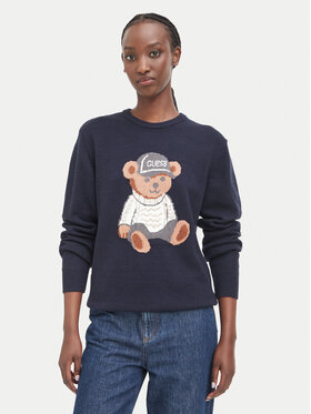 Guess Guess Sweter W6BR84 Z1927 Granatowy Regular Fit