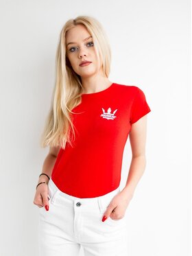 Jigga Wear Jigga Wear T-Shirt Damska Koszulka Z Krótkim Rękawem Czerwona / Biała Jigga Classic Logo M Czerwony Regular Fit