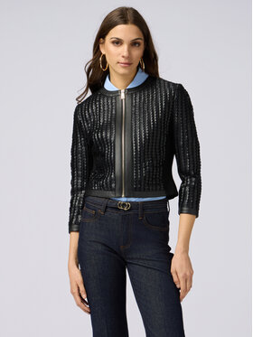 Oltre Oltre Giacca in similpelle R350R002149N033 Nero Cropp Fit