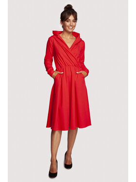 BeWear BeWear Sukienka dzianinowa B245 Czerwony Comfort Fit