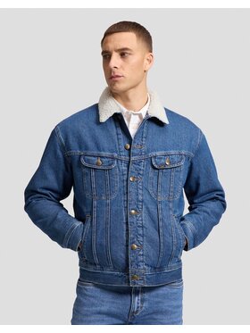 Lee Lee Kurtka jeansowa SHERPA JACKET Niebieski Regular Fit