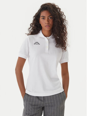 Kappa Kappa Тениска с яка и копчета Logo Sharas Wss 302B3C0 Бял Regular Fit