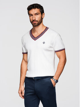 Ombre Ombre T-Shirt OM-TSCT-0266 Biały Regular Fit