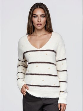 Ombre Ombre Svetr OW-SW-E0046 Hnědá Relaxed Fit
