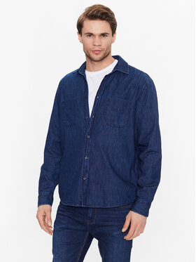 Sisley Sisley cămașă de blugi 5FV6SQ017 Bleumarin Regular Fit