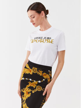 Versace Jeans Couture Versace Jeans Couture Тишърт 75HAHF01 Бял Regular Fit
