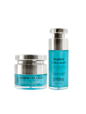 Erthskin London Erthskin London Krem na dzień z kolagenem morskim SPF + serum naprawcze z kolagenem morskim na noc Krem na dzień