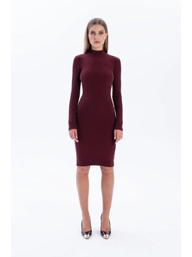 Nudyess Nudyess Sukienka dzianinowa Askja mimi z prążka Bordowy Fitted Fit