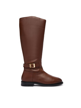 Tommy Hilfiger Tommy Hilfiger Cizme Th Buckle Leather Knee Boot FW0FW09572 Maro