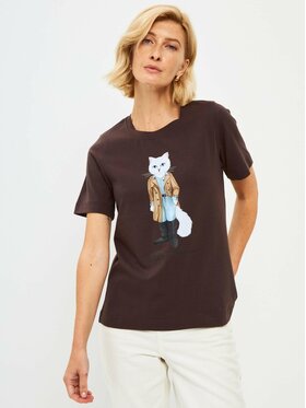 Manii'ta Lacitta Manii'ta Lacitta T-Shirt Printed T-shirt Brązowy Regular Fit