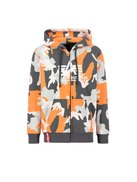 Alpha Industries Alpha Industries Bluza Basic Camo Puff Print Zip Hoodie Pomarańczowy Regular Fit