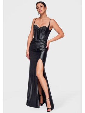 Ombre Ombre Sukienka wieczorowa LA-OM-DLR501 Czarny Slim Fit
