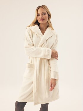 Esotiq Esotiq Szlafrok 42417 Kremowy Relaxed Fit