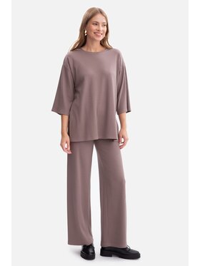 BeWear BeWear Spodnie dzianinowe b300 Brązowy Baggy Fit
