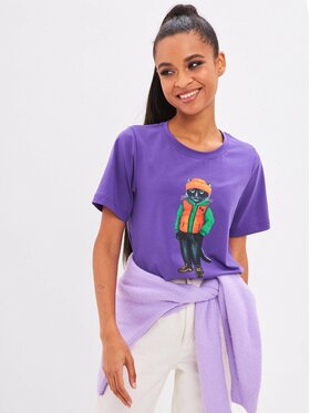 Manii'ta Lacitta Manii'ta Lacitta T-Shirt Printed T-shirt Fioletowy Regular Fit