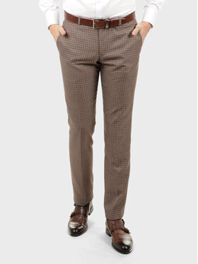 Evenemen Evenemen Spodnie garniturowe BENVICO CHECK Brązowy Slim Fit