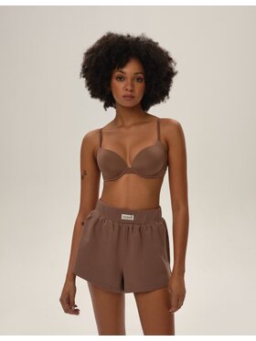 Esotiq Esotiq Szorty materiałowe 42131 Beżowy Regular Fit