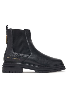 Tommy Hilfiger Tommy Hilfiger Ghete Jodhpur Th Emboss Grain Leather Chelsea FW0FW09559 Negru