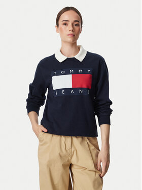 Tommy Jeans Tommy Jeans Majica dugih rukava Flag DW0DW23906 Tamnoplava Regular Fit