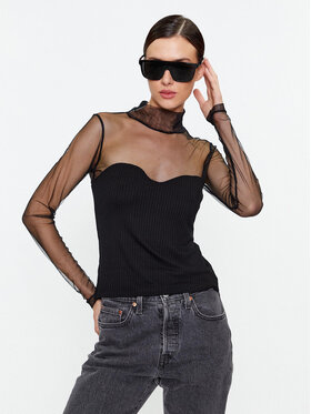 Sisley Sisley Блуза 3MAPL200K Черен Slim Fit