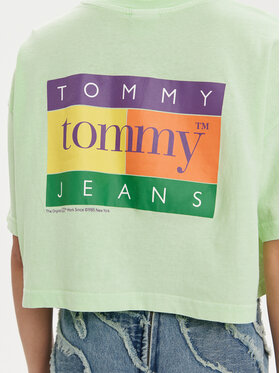 Tommy Jeans Majica Summer Flag DW0DW18141 Zelena Oversize