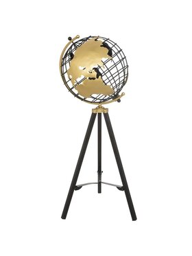 MIAhome MIAhome Globus na trójnogu druciany czarno złoty 70 cm Złoty