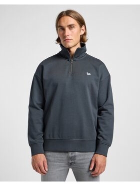 Lee Lee Bluza Half Zip Sweatshirt Washed Black Czarny Loose Fit