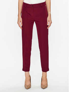 Maryley Maryley Hlače iz tkanine 23IB52Z/41GI Bordo rdeča Regular Fit