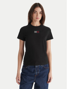 Tommy Jeans Tommy Jeans Tricou Party Flag DW0DW21965 Negru Regular Fit