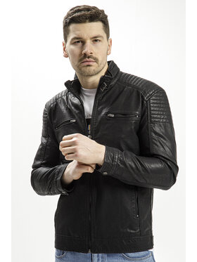 Cross Jeans Cross Jeans Kurtka skórzana 40231-020 Czarny Regular Fit