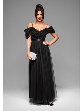Ombre Ombre Sukienka wieczorowa LA-OM-DLR012 Czarny Regular Fit