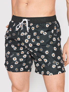 KARL LAGERFELD KARL LAGERFELD Szorty kąpielowe Flower KL22MBM07 Czarny Regular Fit