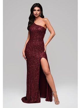 Ombre Ombre Sukienka wieczorowa LA-OM-DLR142 Bordowy Regular Fit