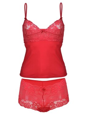 DKaren Lingerie DKaren Lingerie Komplet bielizny Wiktoria Czerwony Classic Fit