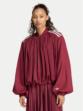 adidas adidas Bluza Satin Pleated Track Top LG4080 Bordowy Relaxed Fit