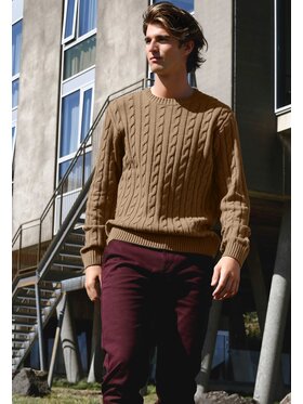 Volcano Volcano Sweter S-ROBY Beżowy Regular Fit