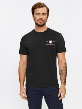 Gant Gant T-krekls Reg Archive Shield Emb Ss 2067004 Melns Regular Fit
