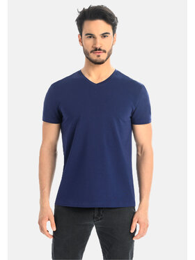 Teyli Teyli T-Shirt męski bawełniany Dany Niebieski Classic Fit